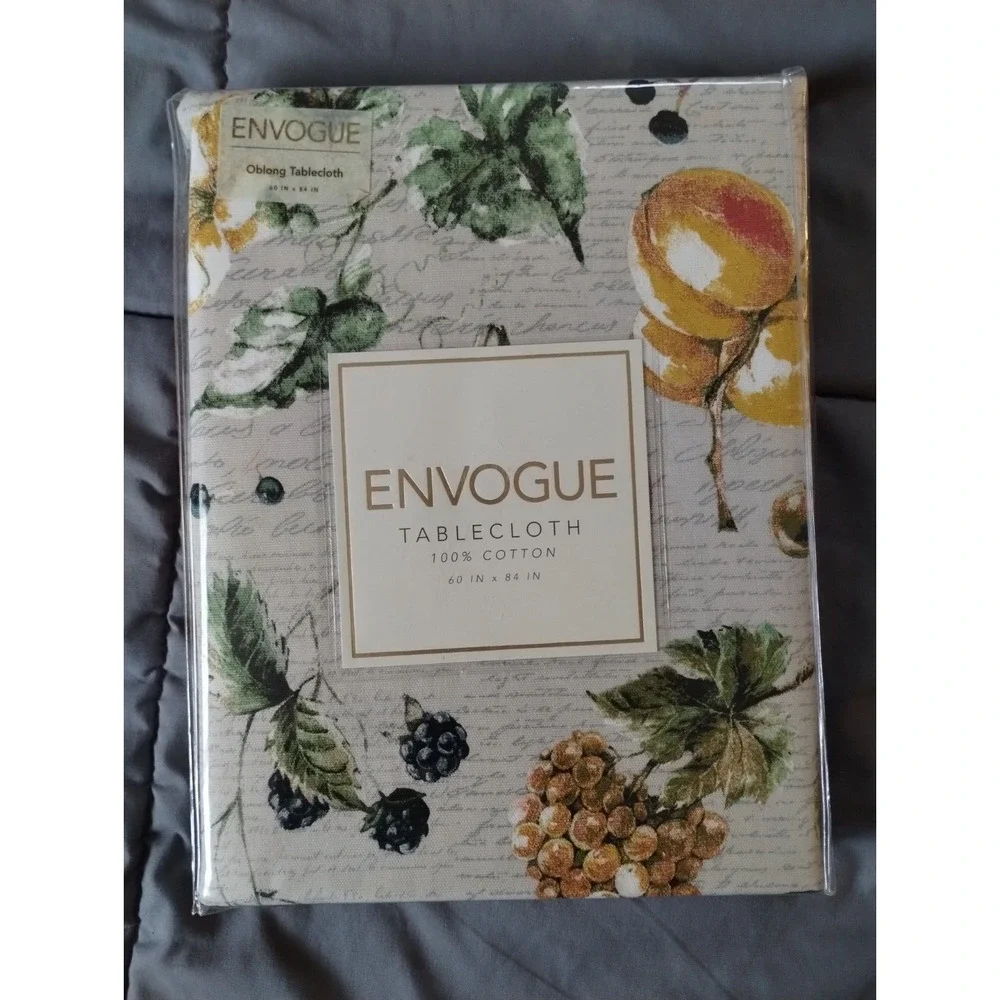 Envogue Autumn Harvest Theme Botanical Tablecloth ~ 100% Cotton ~ 60 x 84